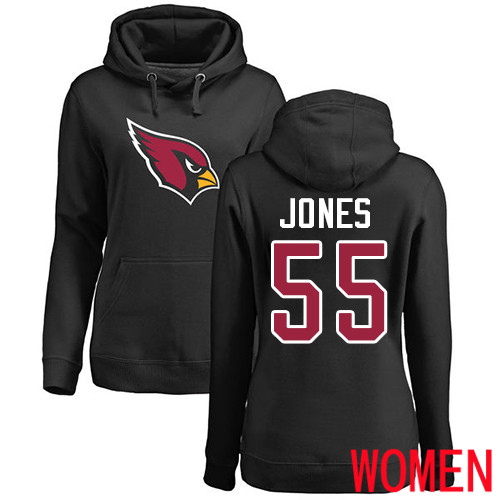 Arizona Cardinals Black Women Chandler Jones Name And Number Logo NFL Football 55 Pullover Hoodie Sweatshirts